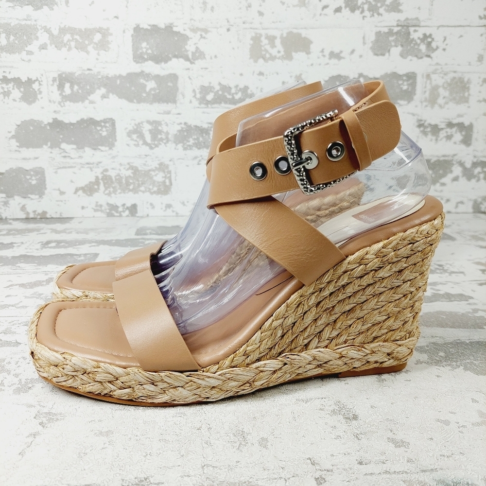 New Dolce Vita Women's Aldona Tan Leather Wedge Sandal V342